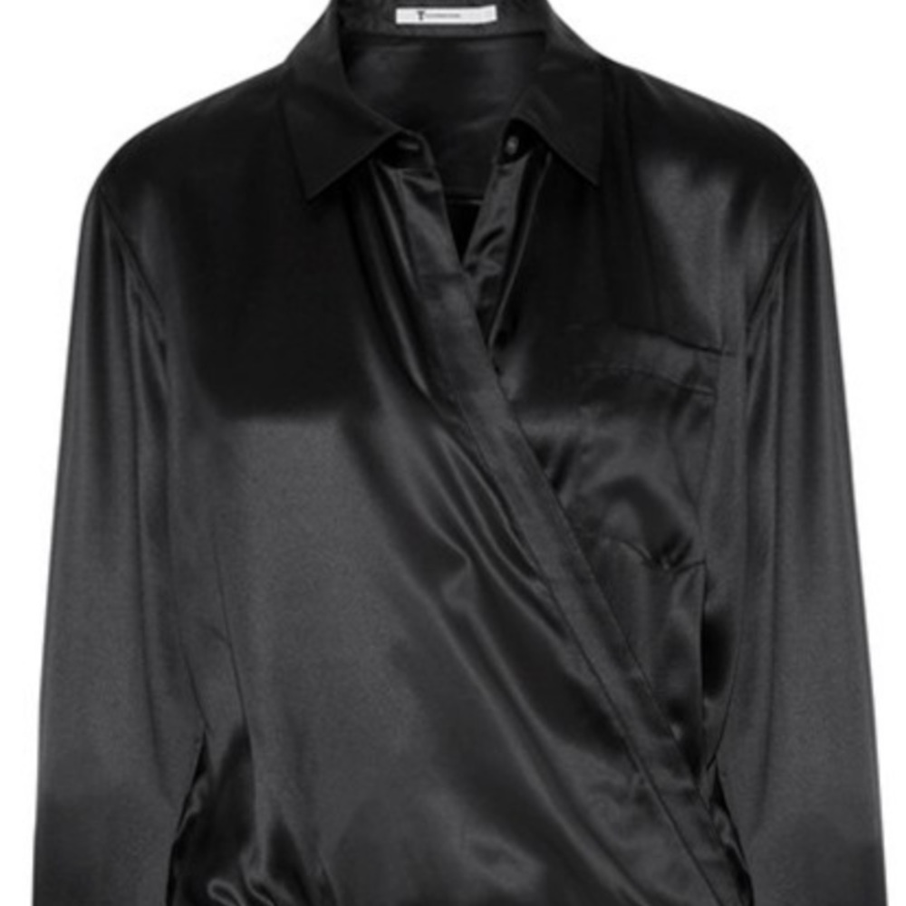 Wrap-effect silk-charmeuse bodysuit